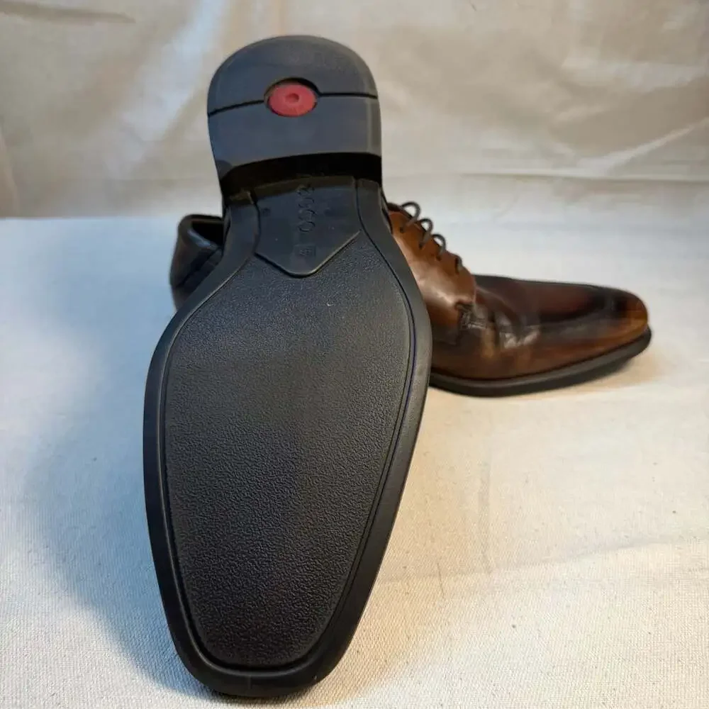 Ecco Cairo Apron Toe Tie Walnut Brown Leather Oxford